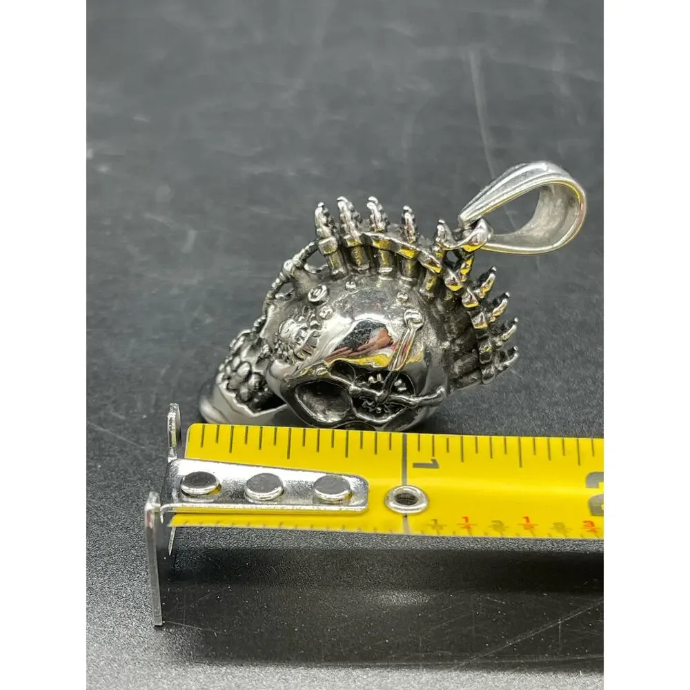Biker Skull Pendant with Bullets Mohawk Stainless Steel